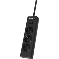 Philips сетевой фильтр 3 Розетки, кабель - 2M, черный